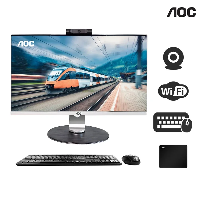 AOC 올인원 컴퓨터, 데스크탑 게이밍 조정, AIO 홈 오피스 게임 컴퓨터 데스크탑 올인원, 23.8 인치 AMD 5600G 16G 512G