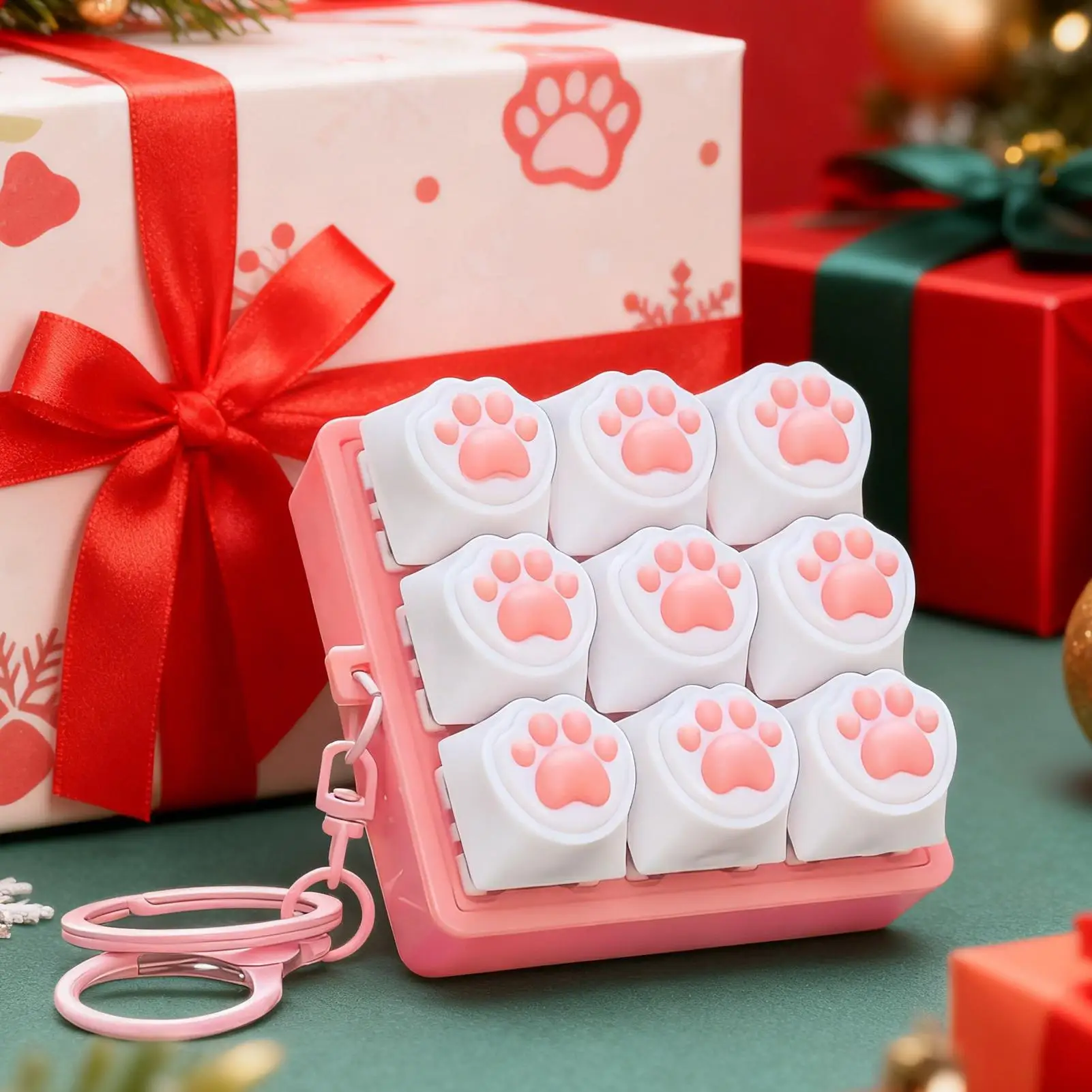 Teclado Fidget Toy 4/9 teclas teclado Fidget llavero antiestrés teclado botón yema del dedo tapas colgantes juguetes para aliviar el estrés