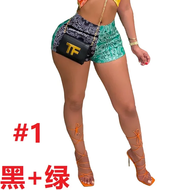 Euro-American new sexy slim-fit shorts pattern printed fashion casual hip-lifting yoga pants for women Euro-American Sexy Slim-Fit Shorts Pattern Printed Fashion Casual Hip-Lifting Yoga Pants