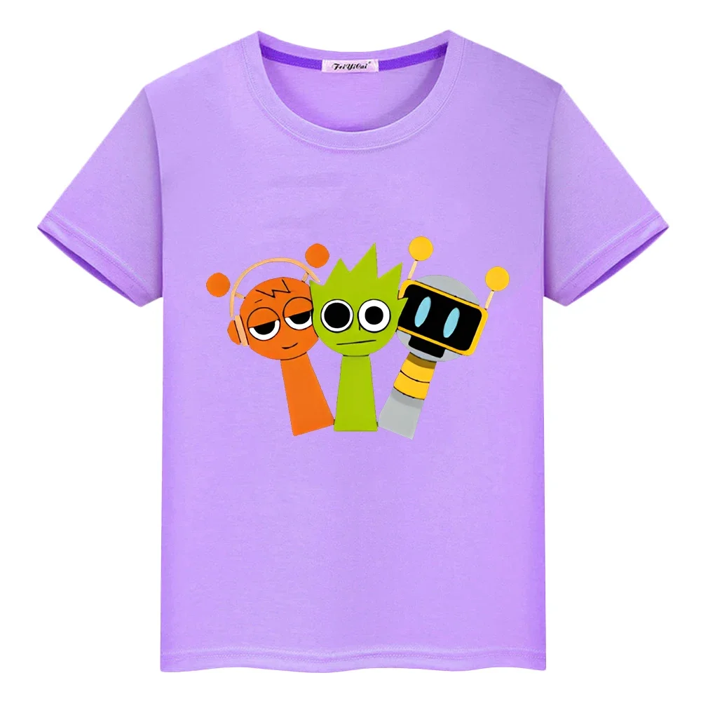 

Sprunki print 100%Cotton anime Short pride tshirt Sprunki Cute Tees Tops t shirt for kids boy 10year girl clothes y2k one piece