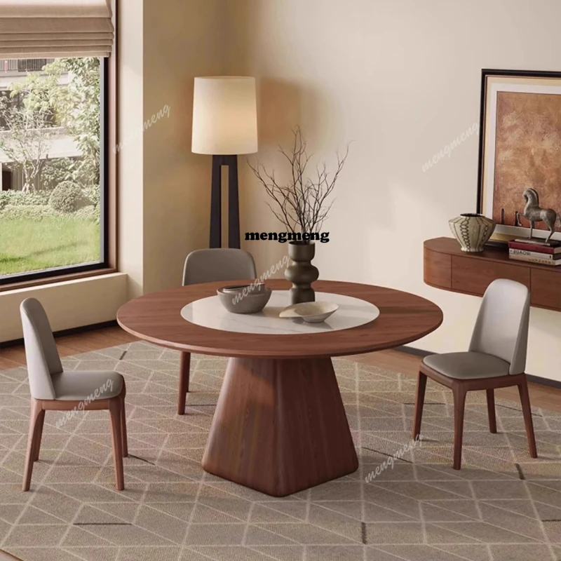 Embedded Rock Dining Table Electric Turntable Invisible Induction Dining Table Warming Home Furniture Mesa De Comedor