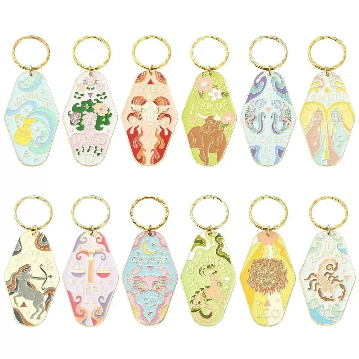 4pcs Twelve Constellations Charms Zodiac Pendant For DIY Handmade Metal Astrology Jewelry Making Accessorie