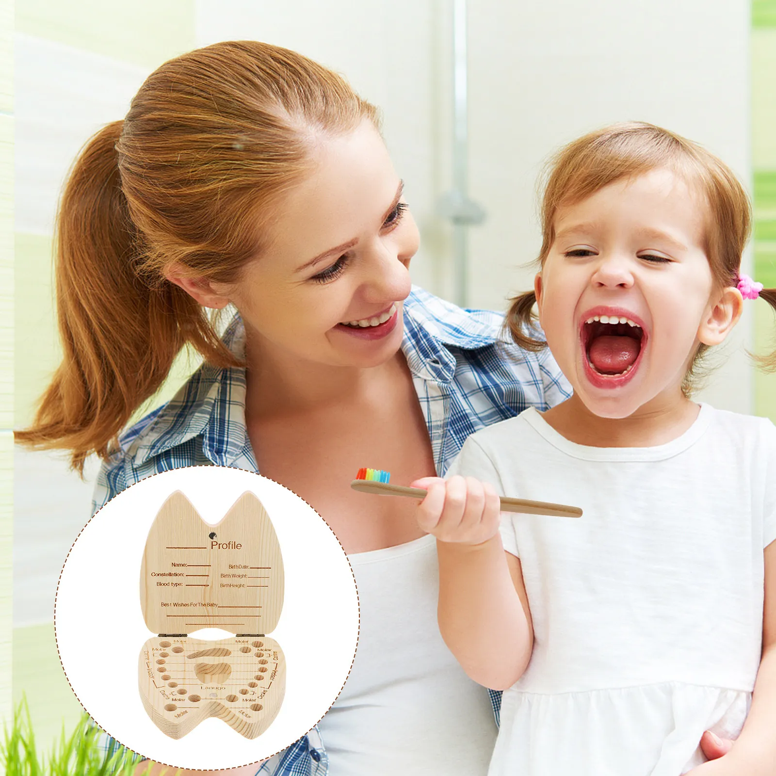 Baby Tooth Storage Box Deciduous Teeth Holder with Mark Labels for Kids Keepsake Toddler Memory Tooth Fairy Box