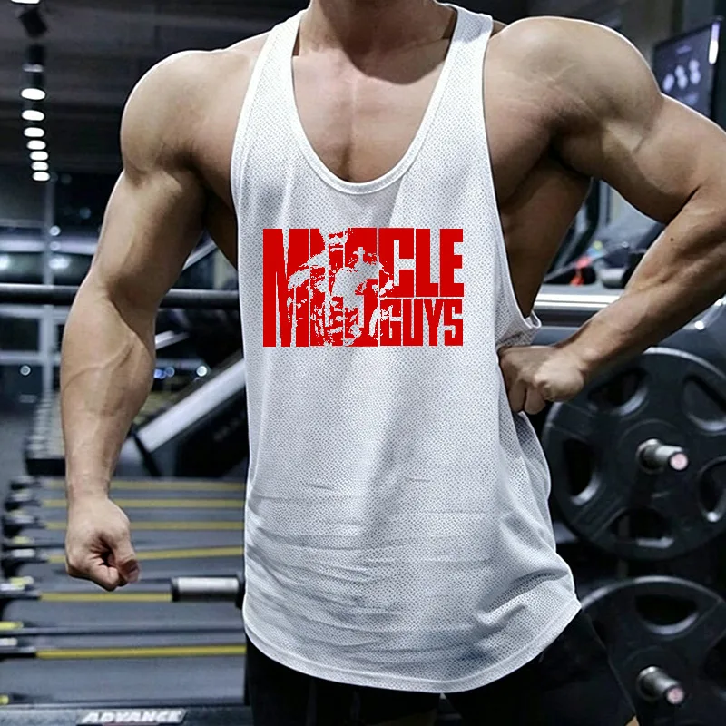 Muscleguys Running Vests Mens Mesh Quick Dry Bodybuilding Stringer Tank Tops Y Back Fitness Sleeveless Shirts Gym Clothing