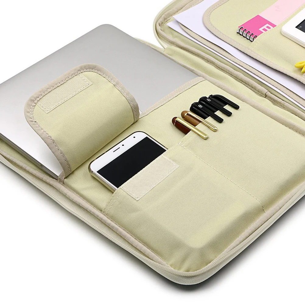 

A4 Document Bag Waterproof Portable Portfolio Organizer Zipper Briefcase Business File Holder Storage Case For Office School