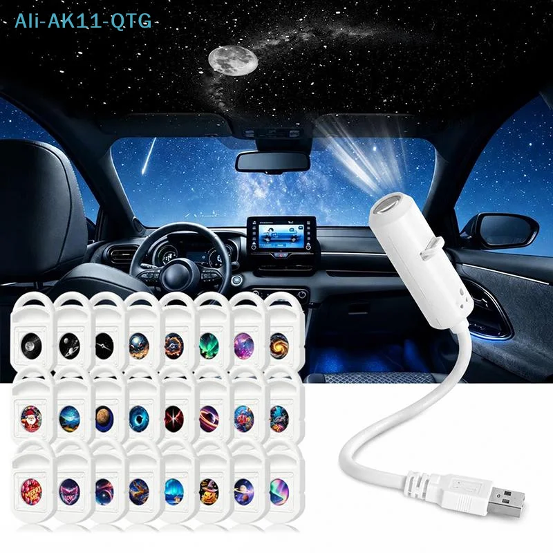 1Set USB Galaxy Projector Night Light 360° Rotate LED Starry Sky Ambient Lamp For Party Home Decoration