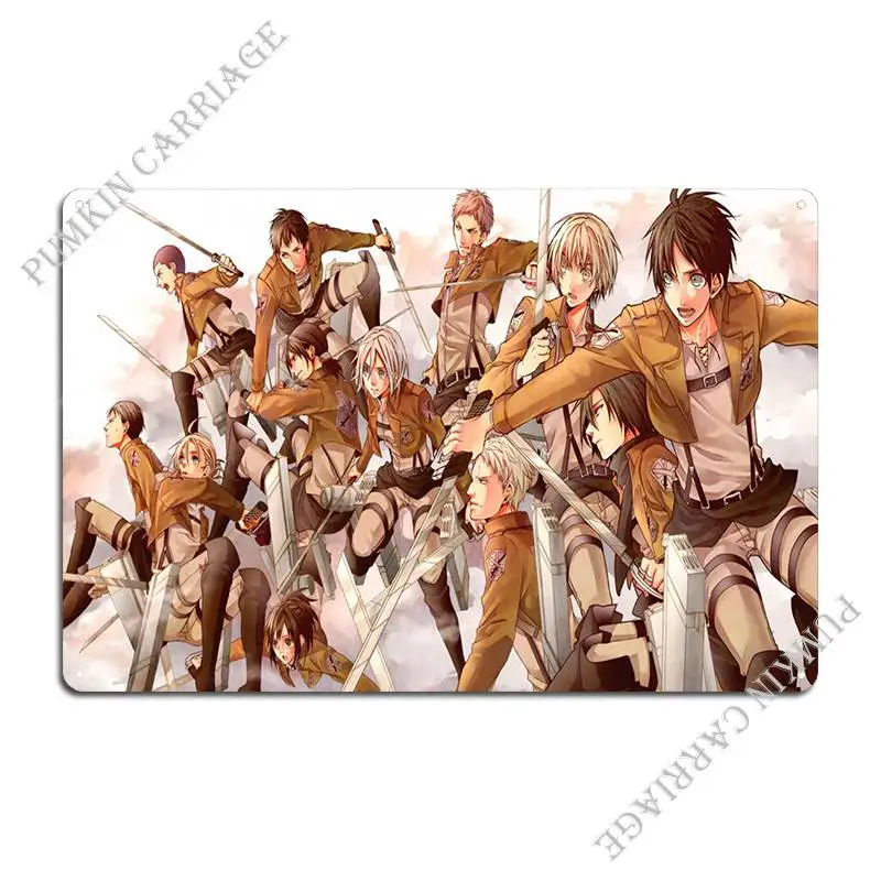 Shingeki No Kyojin Attack Metal Plaque Rusty Club Wall Decor Garage Tin Sign Poster