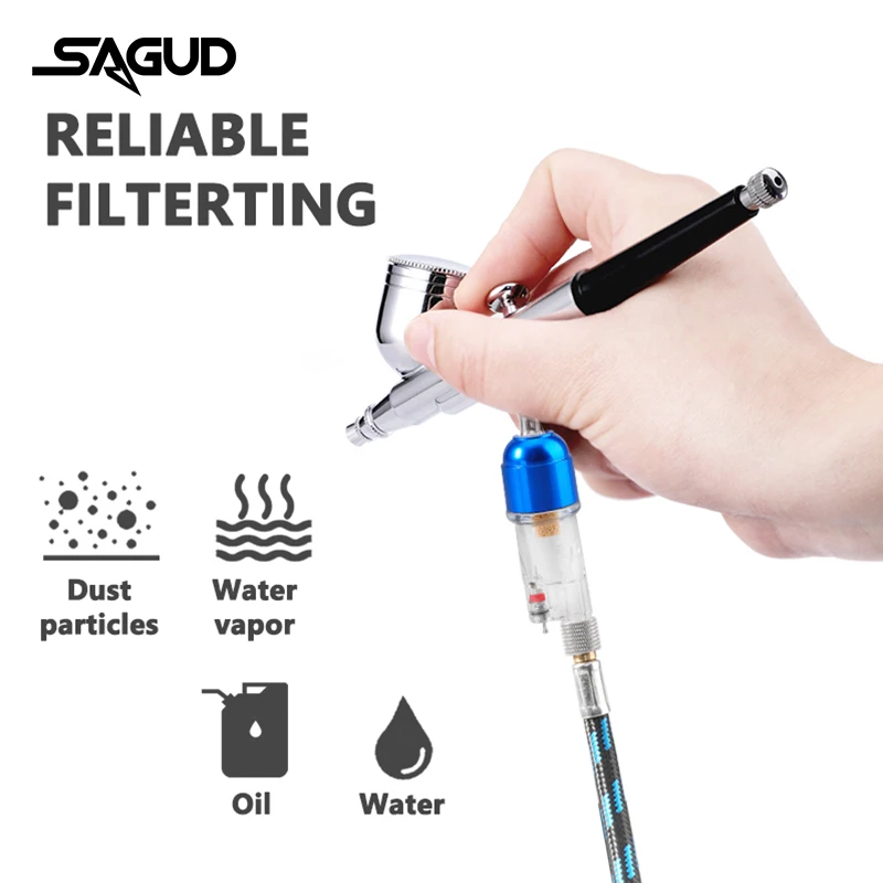 SAGUD Airbrush in-Line Mini Air Filter Moisture Trap Oil-Water Separator with 1/8\