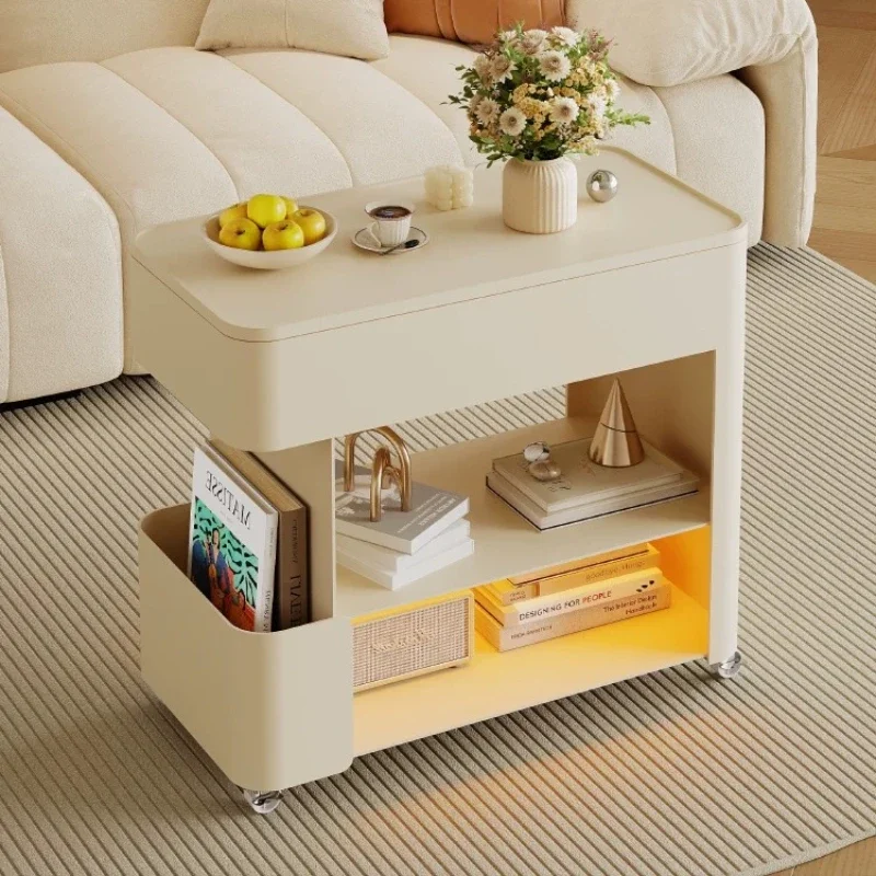 Mesas de centro francesas móviles con almacenamiento, carrito utilitario moderno y original para sala de estar, mesas de centro para el hogar, muebles para el hogar HQ40T