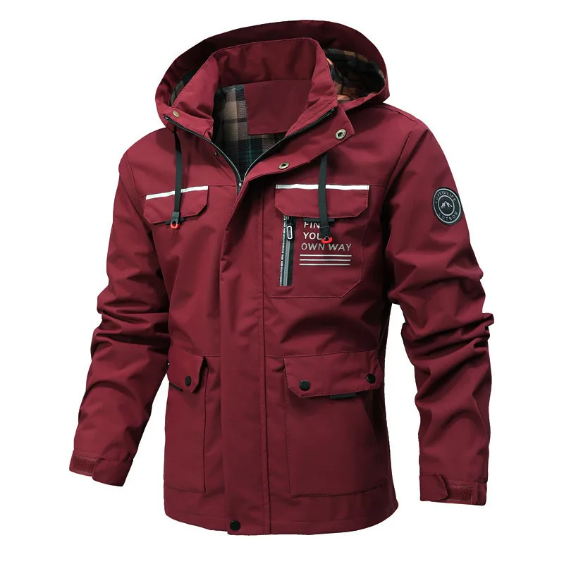 Men's Outdoor Sports Cross-Country Camping Soft Shell Jogging Leisure Trend Windproof Waterproof Fashion Plus Size Jacket M-6xl