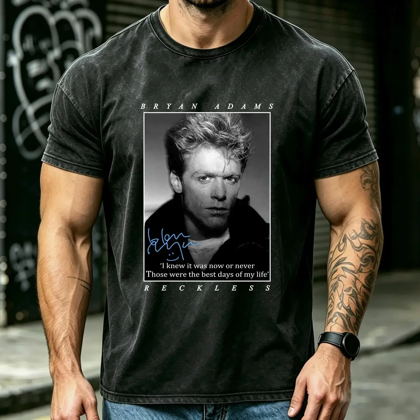washed T Shirt Bryan Adams Reckless Album All Size S 5XL long or short sleeves vintage Washed graphic Casual Soft Stylish