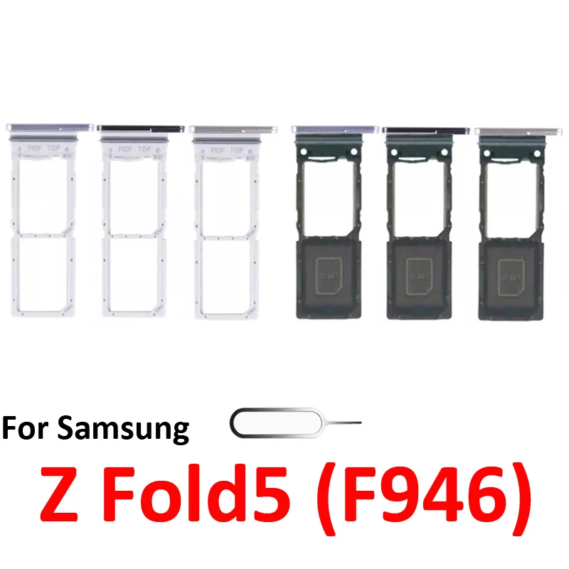 For Samsung Galaxy Z Fold 5 Fold5 F946 Phone New Housing Chip SIM Card Tray Slot Holder Pocket Parts Single Dual SIM Black