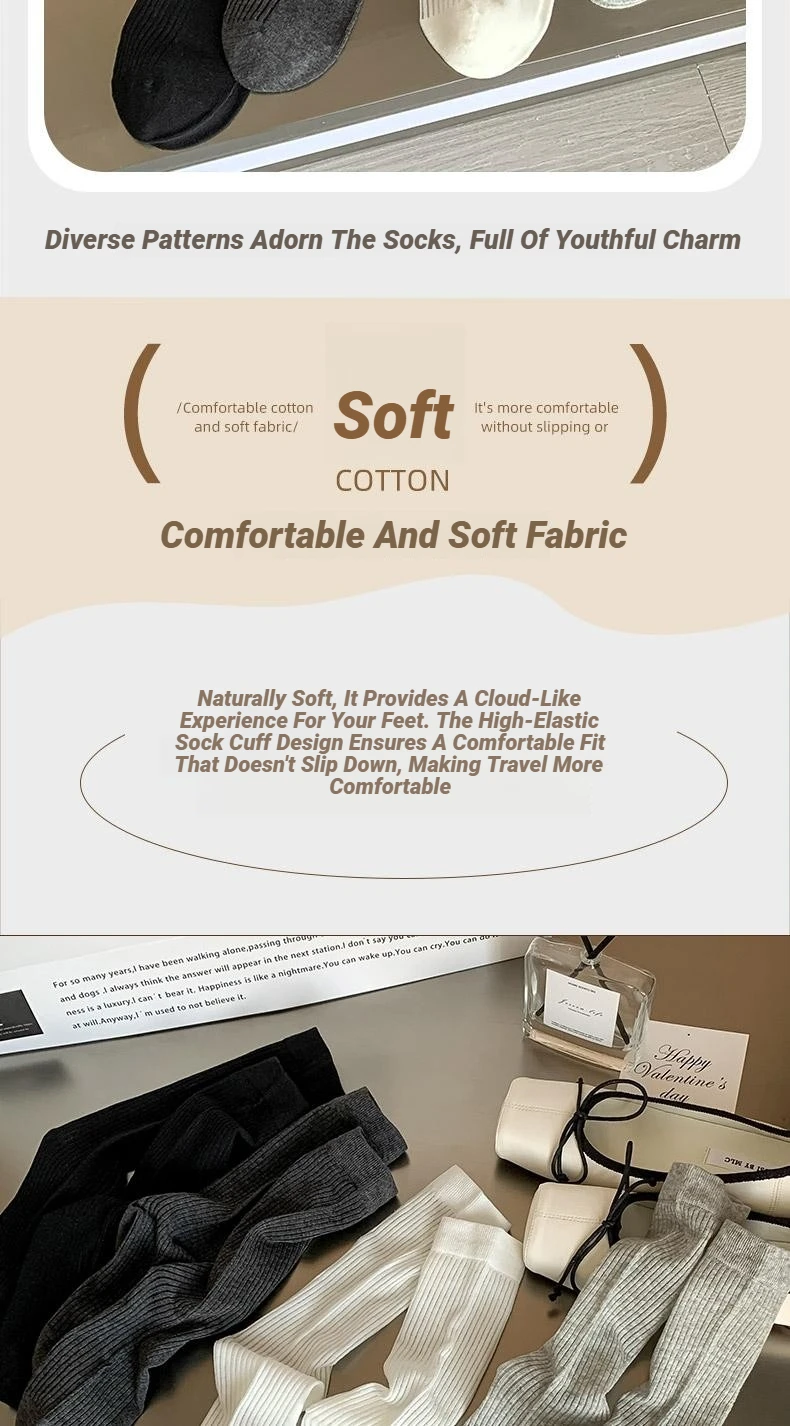 Damenmode-Socken, koreanische einfarbige, gestreifte Wadensocken, schlicht, für Frühling und Sommer, atmungsaktiv, bequem, Stapelsocken, mittelgroß bis klein – Detail 13