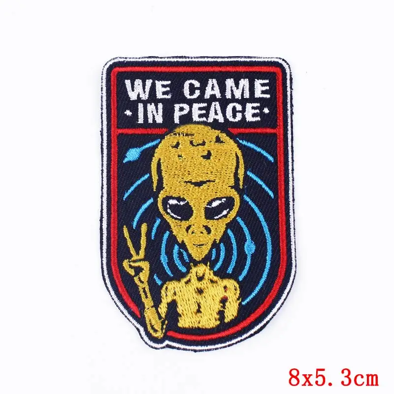 Space Alien UFO Patch Iron On Patches On Clothes Stickers DIY Planet Embroidery Patch Appliques Fusible Patches For Clothing Sew view 3
