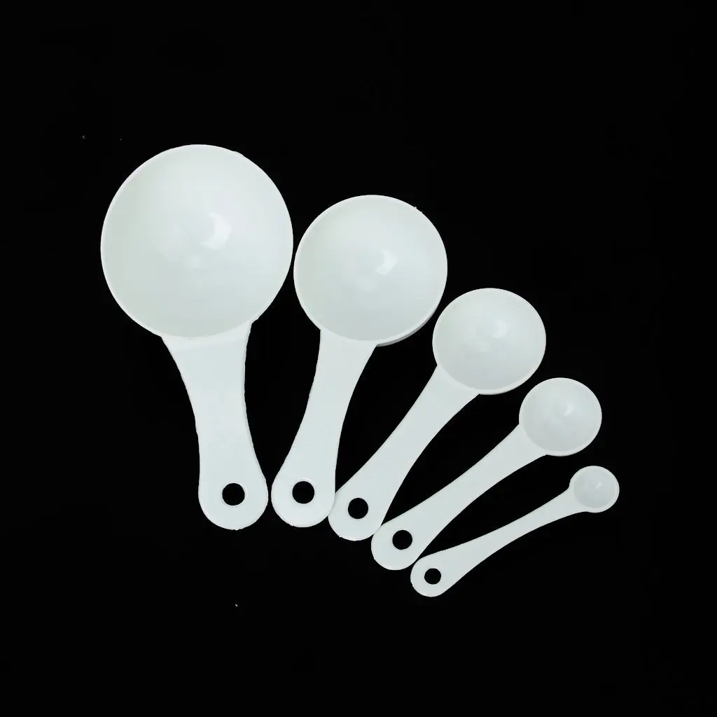 Lot 5 pcs 100ml / 50ml / 15ml / 5ml / 1ml Dispensers Plastic Measuring Spoons.