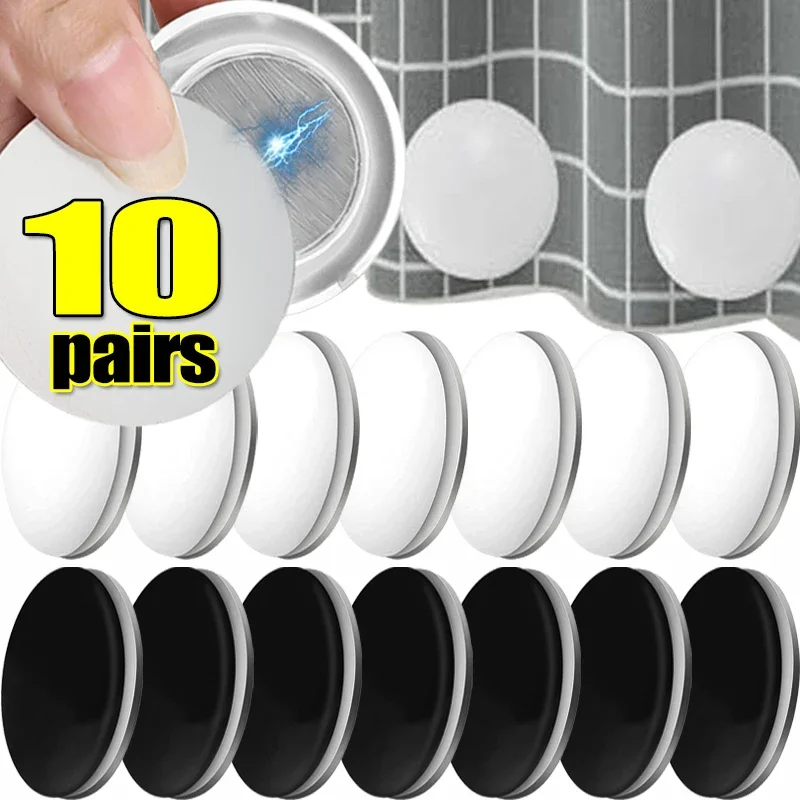 10/1x Magnetic Shower Curtain Weights Waterproof Magnetic Buckle Fridge Tablecloth Magnet Button Reusable Nailless Curtain Clips