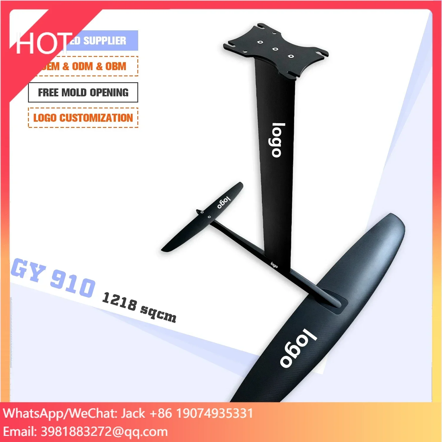GY910 1218sqcm Aluminum Carbon Water Sport Foil Customizable Logo Kitesurfing Windsurfing Board Surfing Hydrofoil