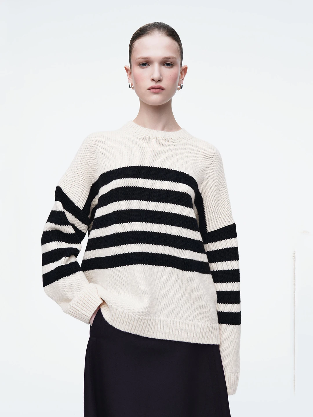 

Casual round Ne Striped Long Sve Knitted Sweater Women's Autumn Winter New Arrival Wool Blend Comfortable Commute Color ...