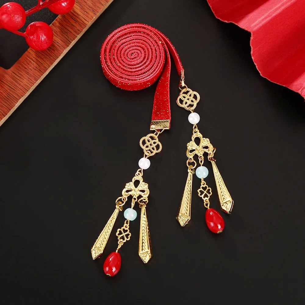 حسن الحظ شرابة الساتان الأحمر طويل عقال جرس فراشة الفتيات الشريط رئيس حبل سبيكة زهرة الصينية طويلة هيرباند الربيع #1