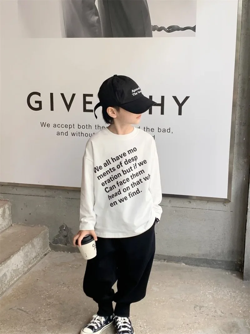 ملابس أطفال من القطن الخالص للأولاد في الخريف والربيع ملابس أطفال أولادي تي شيرت للأطفال تي شيرت كوري 2025 ملابس جرافيك #4