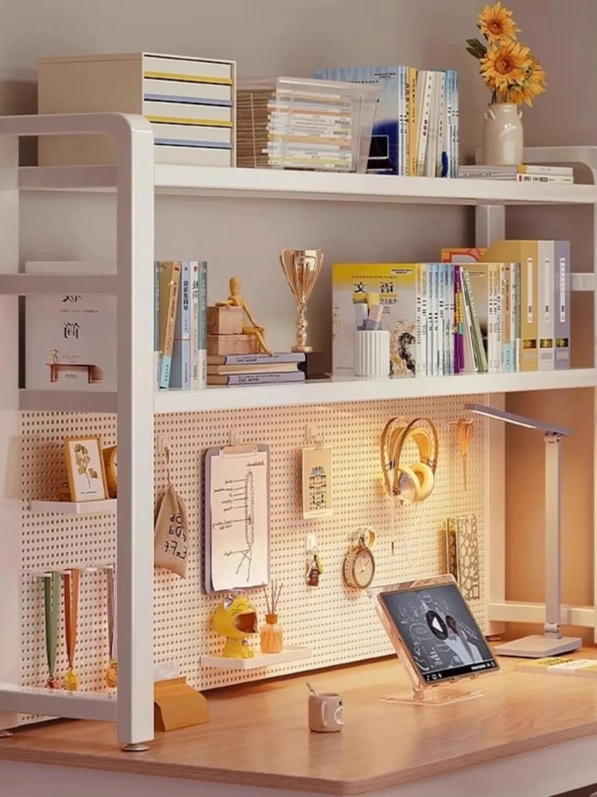 

Многослойный настольный органайзер Ra, металлическая доска с отверстиями для хранения, студенческий милый стол, многослойный стол для эльфа, аксессуары для стола