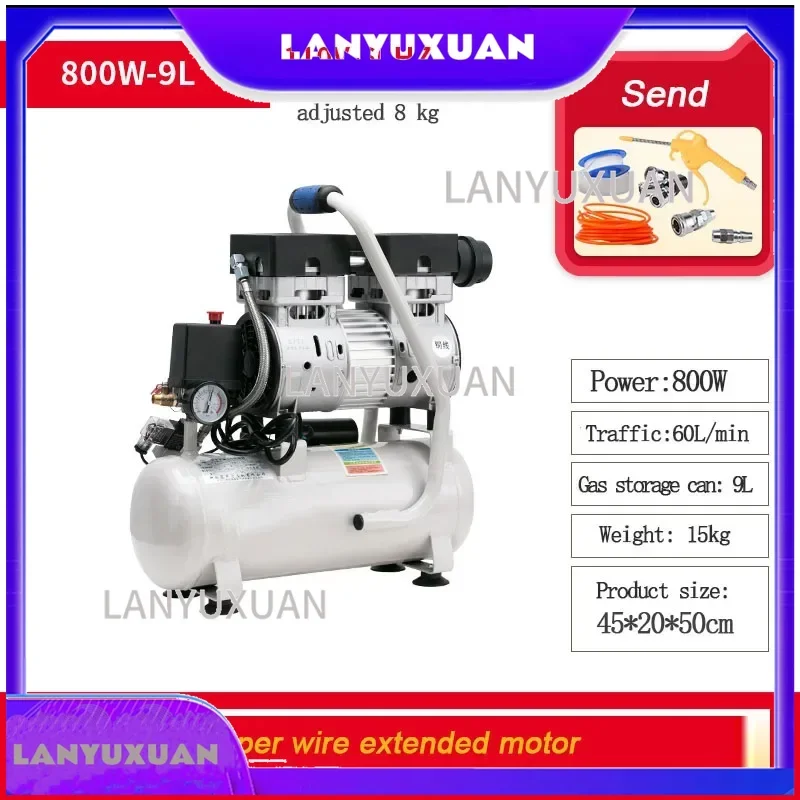 for 110V 800W Silent Oil-free Air Compressor for Spray Painting Car Detailing Portable High-Pressure Air Pump for DIY Home