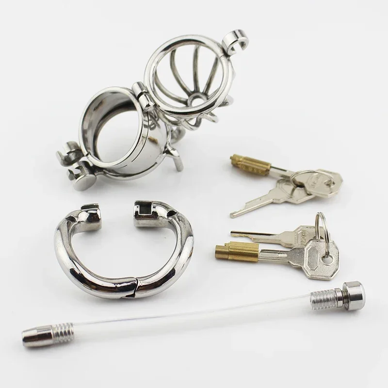 Male Chastity Cage Metal Penis Locked In Chastity Belt Device Men Cock Cage Urethral Stretcher Catheter Sex Toys Adult Toys Men