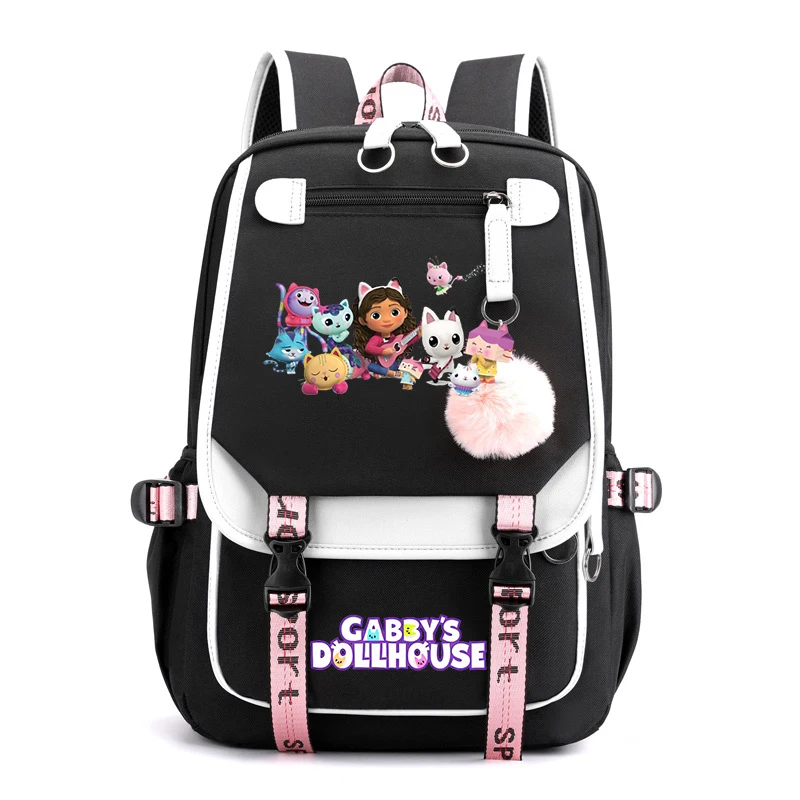 Gabby's Dollhouse Mochilas Adolescentes Meninas Gabby Dollhouse Bookbag Mulheres Moda Mochila de Lona para Estudantes Universitários Bolsa Escola