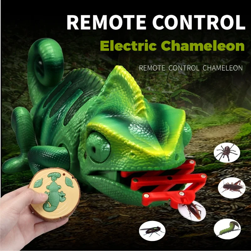 

RC Chameleon Toy with Light and Sound Realistic Reptile Model Remote Control Interactive Game Novelty Gift for Kids