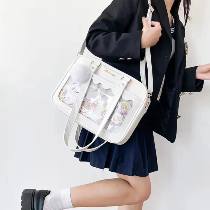 Women's Japanese Style Kawaii Shoulder Bag New Ita Bag Transparent JK Tote Handbag Student Preppy Luxury Messenger Crossbody Bag