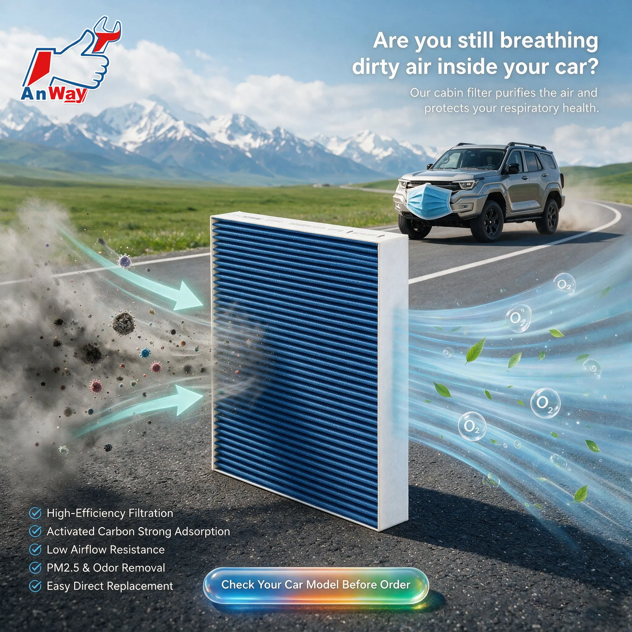 Custom Fit Car Cabin Air Filter For GWM Tank 400 2024-2026 Premium Air Filter High Flow Air Intake Replacement Intake Filter
