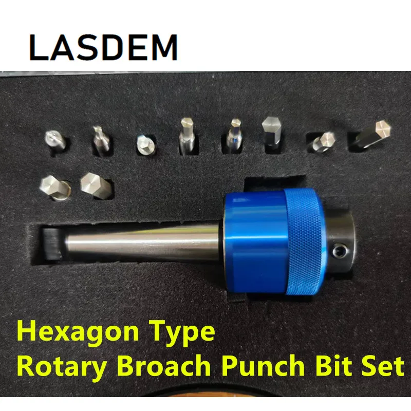Hexagon Rotary Broach Punch Bit Set High Speed Steel Rotated Punching Tool Pack