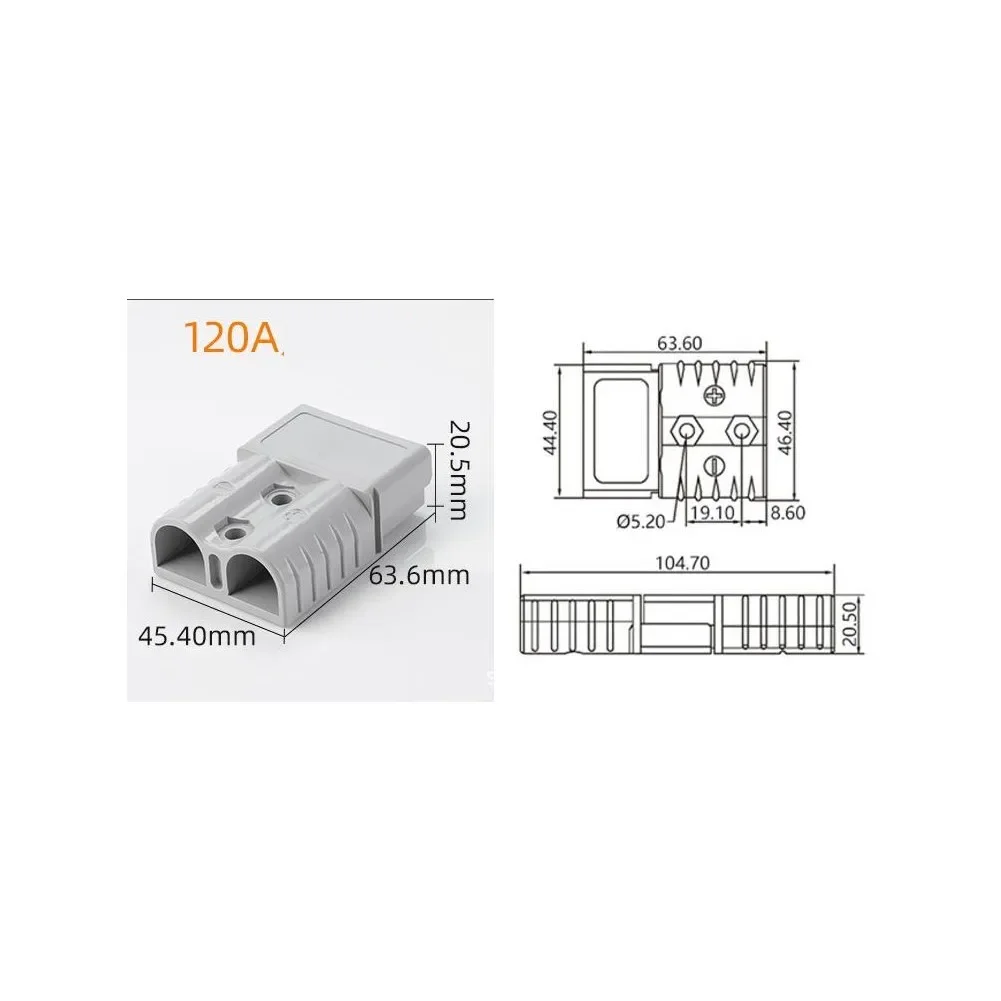 6Pcs/set 120A 600V FOR Anderson Type Plug Connector Terminals 12-24V 6AWG 150x150x30mm DC Power Tool Wire & Cable Connector