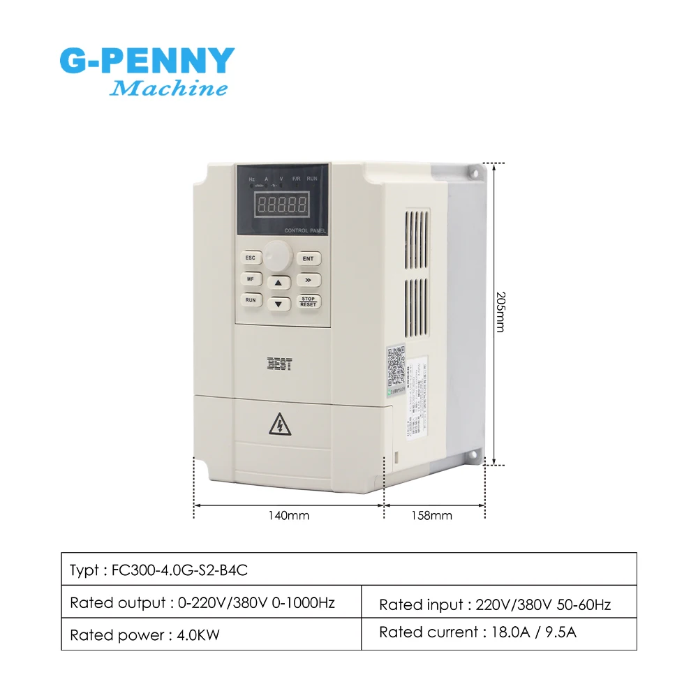 G-PENNY 3.2kw Water Cooled Spindle Kit 3.0kw Bullet Type Waterproof 4 pcs Ceramic Ball Bearings & inverter & Bracket & Pump