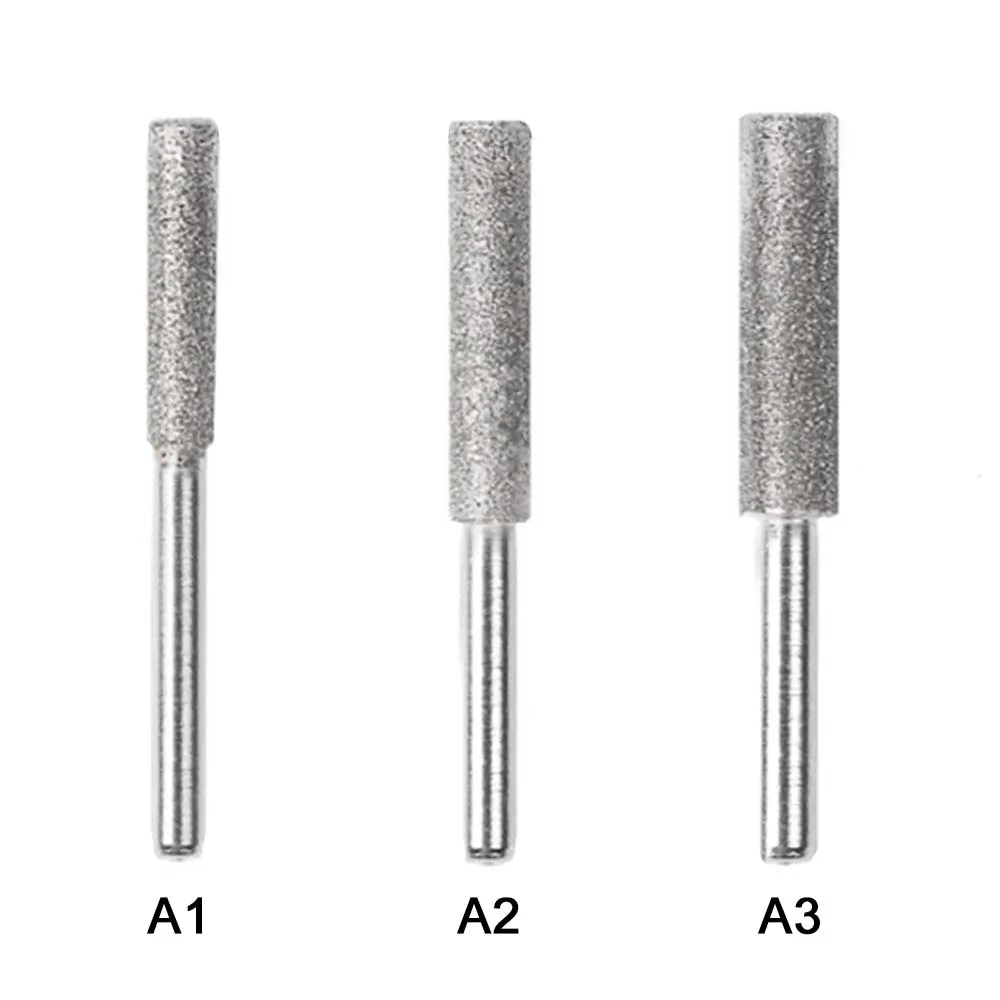 Afilador de cabezal de pulido de motosierra de diamante, herramientas de 4/4, 4/5MM, rebaba de pulido, Lima de piedra, sierra de cadena, 1 ud.