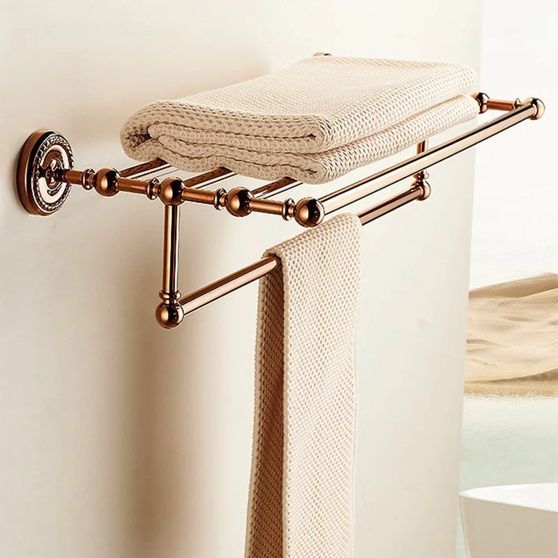 Brass Toilet Brush Holder Bathroom Shelf Rose Gold Paper Holder Towel Bar Soap Holder Towel Rack Towel Hook Bathroom Hardware - view 3