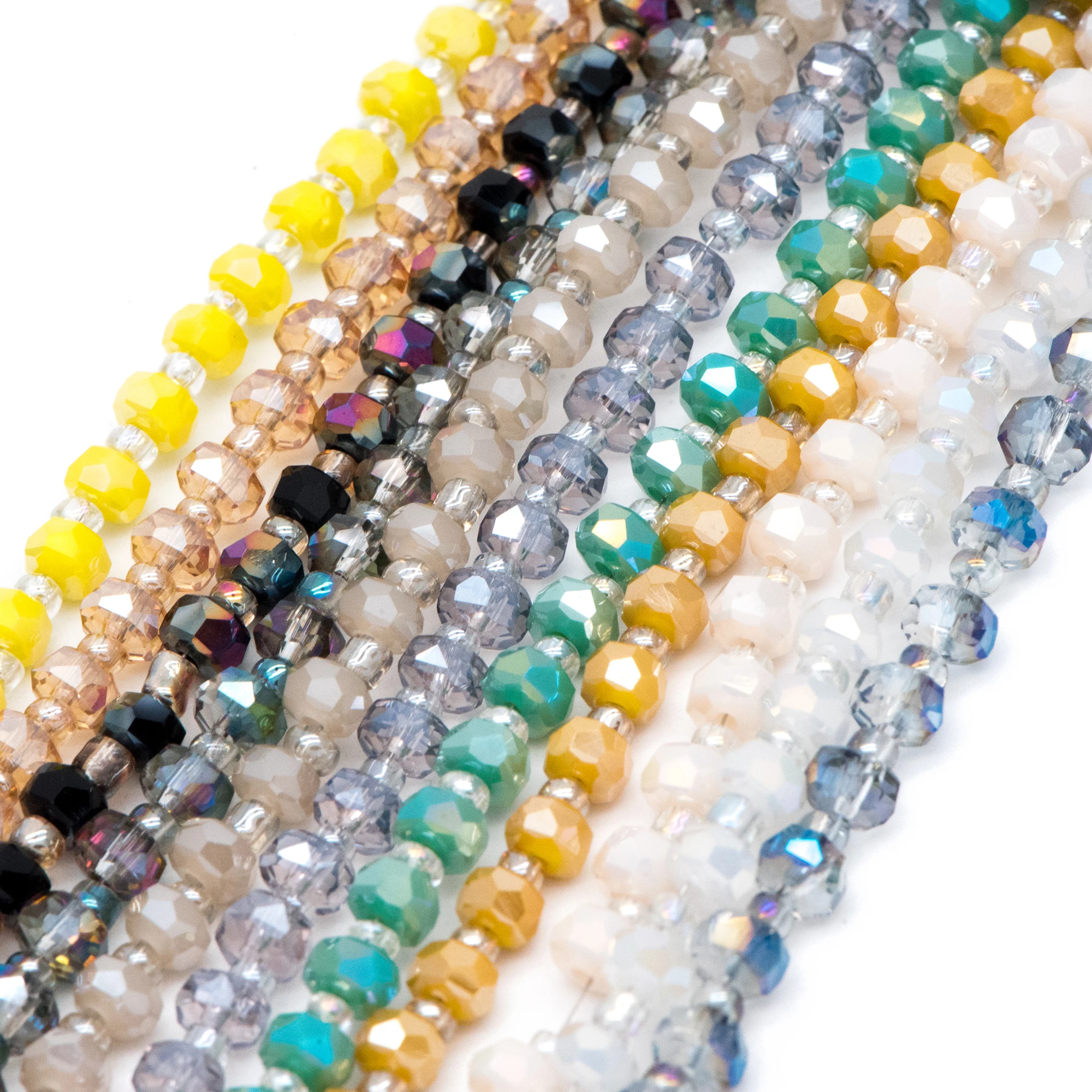 140pcs Faceted Crystal Rondelle Beads 4x3mm, Sparkly Glass Spacer Beads (TS-121)