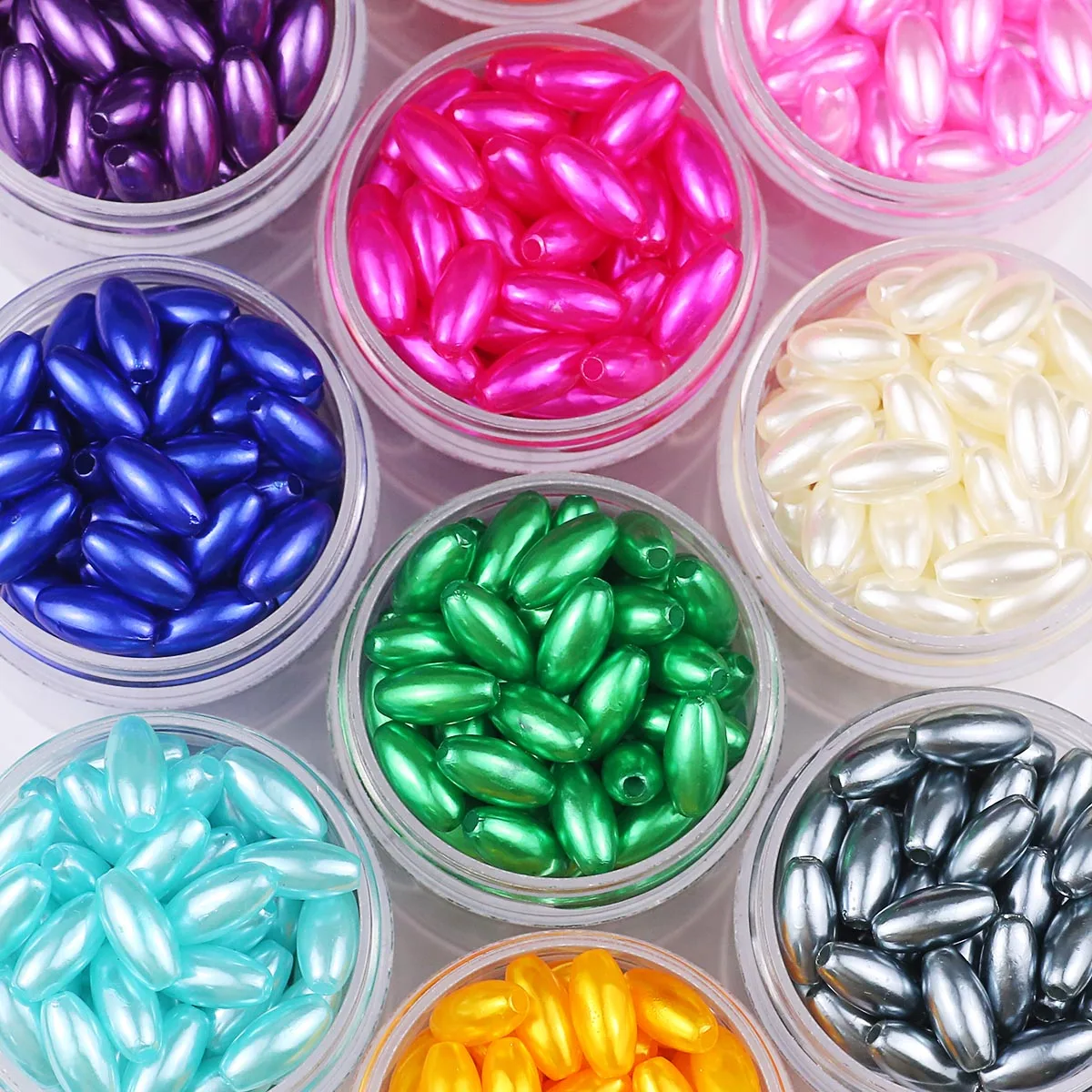 100/200/400pcs 6X12MM Oval Rice Imitation Pearl Beads for Jewelry Making Sewing Garment Beads Acrylic Spacer Beads DIY Bracelet