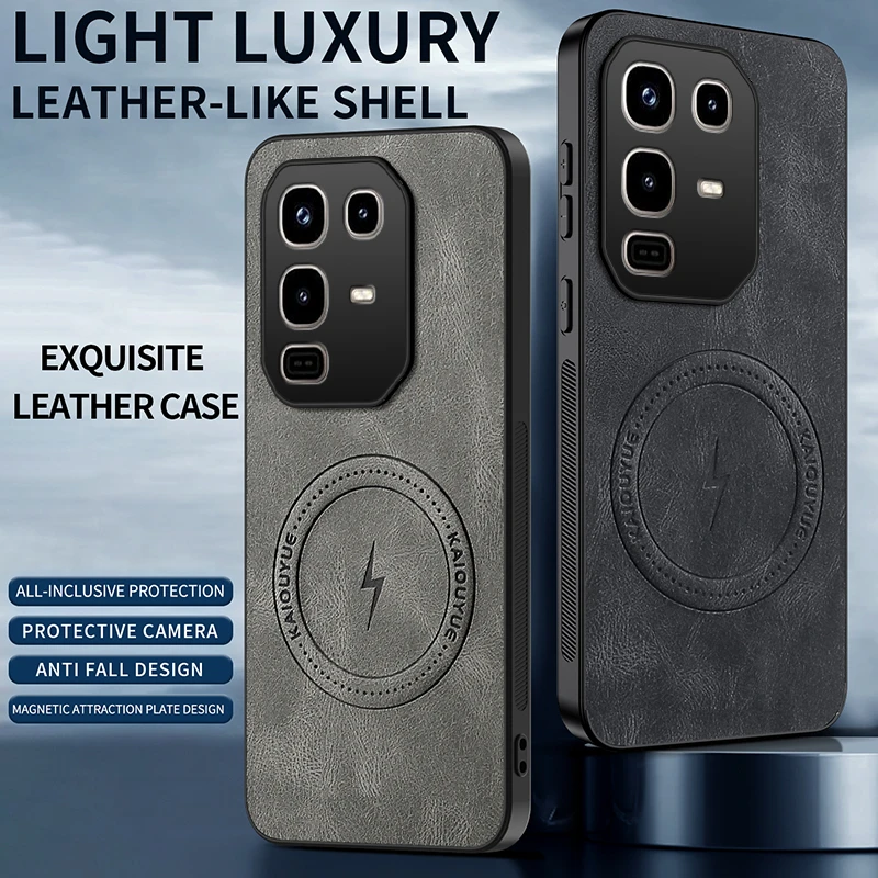 

Magnetic Case For Infinix Note 50 Pro Plus Note50 4G 5G MagSafe Napa-textured PU Silicone Leather Back Cover Shockproof Bumper