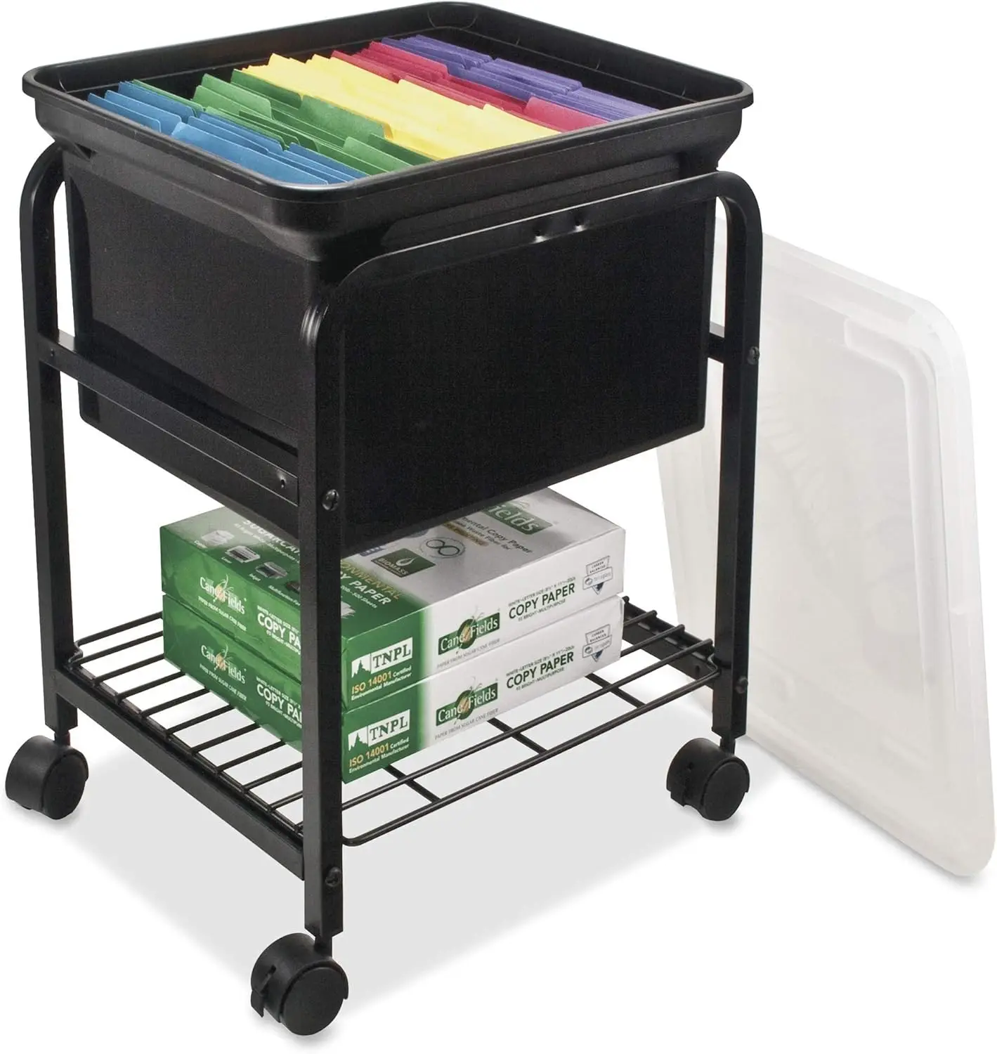 

Black Rolling Hanging File Cart with Transparent Lid