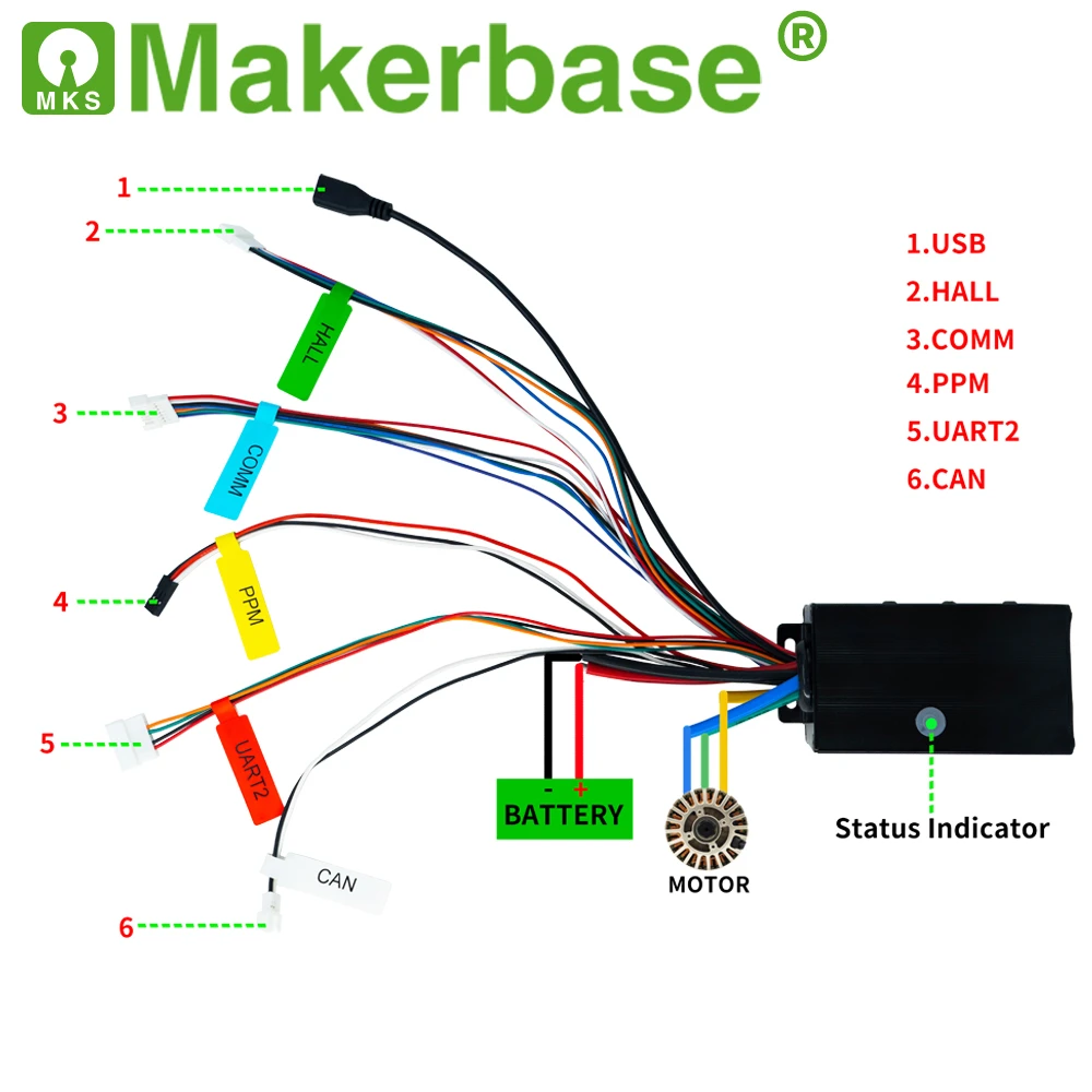 Makerbase VESC75 75V 100A Benjamin ESC FOC Brushless Motor Speed Controller for RC Aircraft Electric Skateboard Scooter Robot