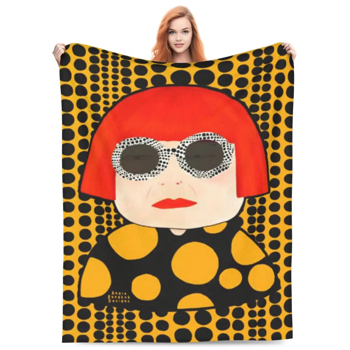 Yayoi Kusama Abstract Painting Blankets Flannel Sofa Throw Blanket Breathable for Home Bedroom Travel Throws Bedspread Quilt