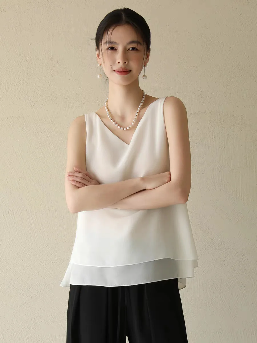 Blusa sin mangas de chifón con cuello halter para mujer, estilo coreano OL, sexy y holgada, para verano