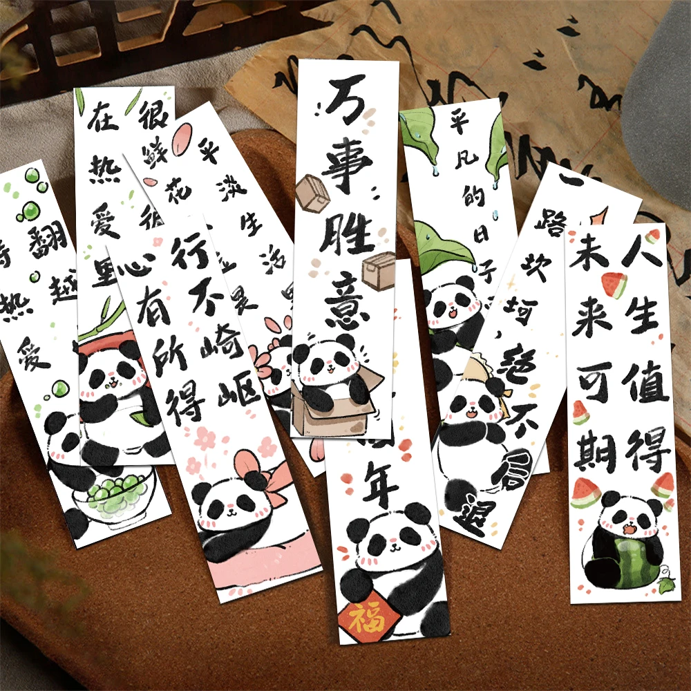 

30pcs Lucky Panda Bookmarks Reading Pages Books Tagged School Stationary Supplies DIY Aesthetic Bookmark Students Creative Gifts