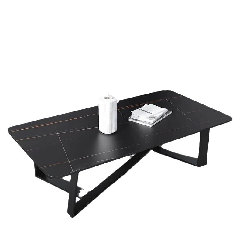 

Nordic simple rock slab coffee , marble metal leg tea table
