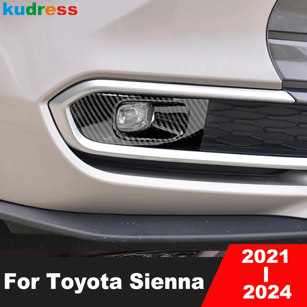 

Автомобильные аксессуары для Toyota Sienna 2021 2022 2023 2024, передняя противотуманная фара из углеродного волокна, крышка лампы, накладка на противотуманные фары, накладки для век и бровей