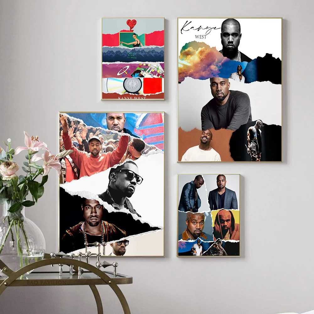 Kanye West Star Poster Singer Rap Music Canvas Painting Rapper Wall Art Print Picture Bar Pub Club Decor