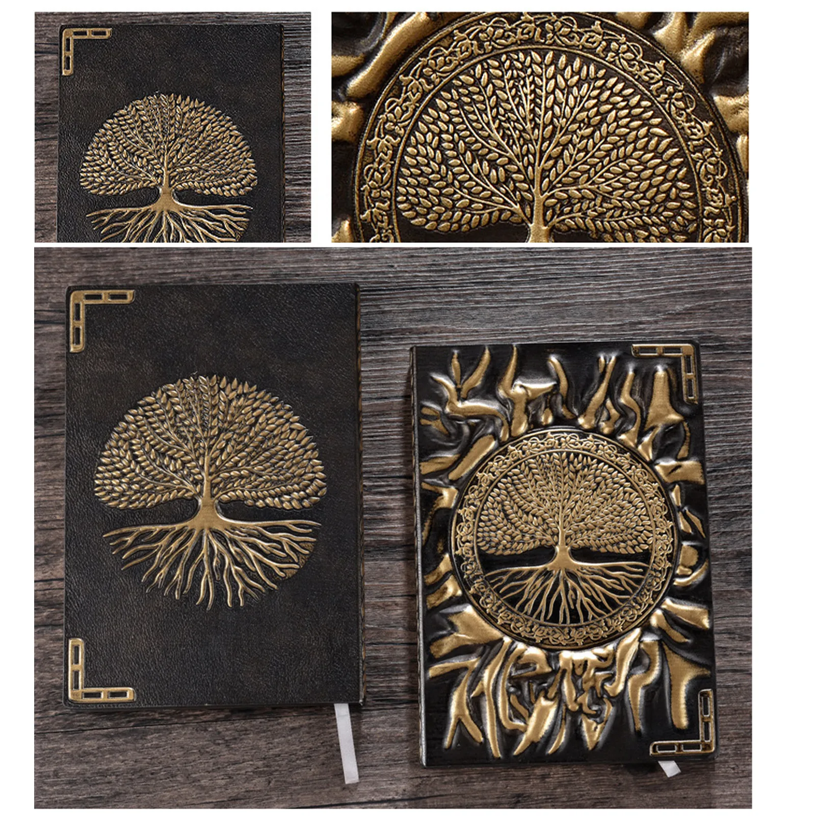 3D Vintage Embossed Tree of Life A6 Notebook Personality Embossed Diary Exquisite Retro Leather Notebook Business Gift 13.5*10cm