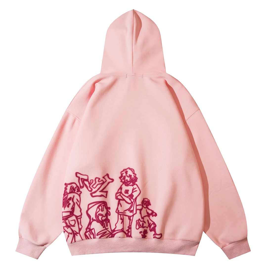 Aelfric Eden-Sweat à capuche imprimé dessin animé Line Rick pour hommes, sweat-shirt Hip Hop, pull à capuche Harajuku, Streetwear décontracté, Y2K