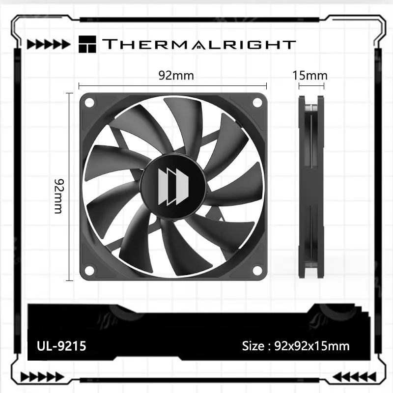 

UPSIREN UL-9215 Computer case cooling fan,92X92X15mm Ultra-thin Hydraulic bearing/9 blades/large air volume performance fan